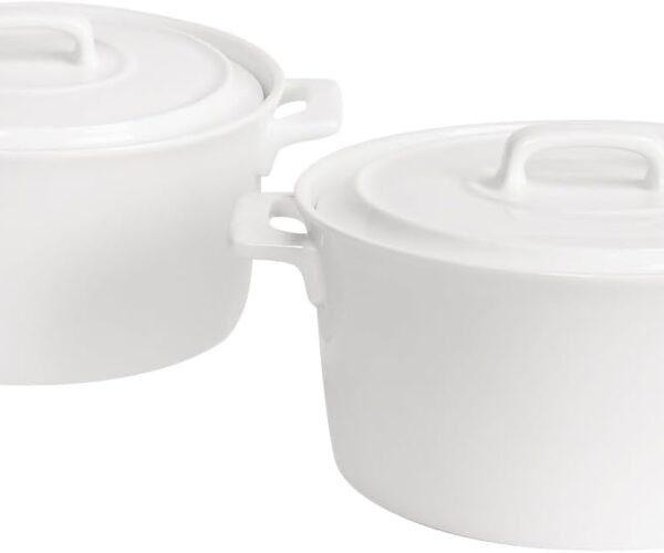 Mini Casserole Dish Set of 2, 22.9 oz Cocotte with Lids, French Ceramic Serving Soup Tureen, Chip and Crack Resistant Baking Dish - Microwave, Dishwasher, Oven and Fridge Safe