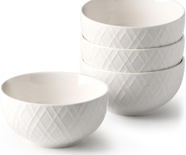 4.3'' Rice Bowls Set of 4-10 oz Small Dessert Bowls, 300ml, Snack Bowls, Small White Bowls, Ceramic Bowls