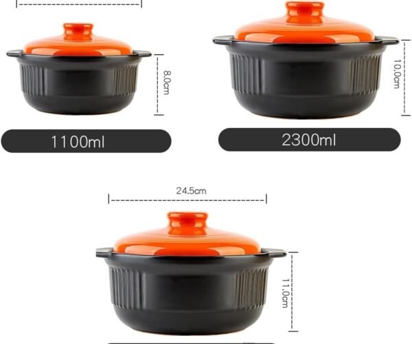 Ceramic Casserole Dish with Lid, Casserole Dishes for Oven, Ceramic Cooking Pot Heat-resistant Clay Cooking Pot Chinese Casserole Stovetop with Lid for Cooking Rice Meat Soup-1100ML