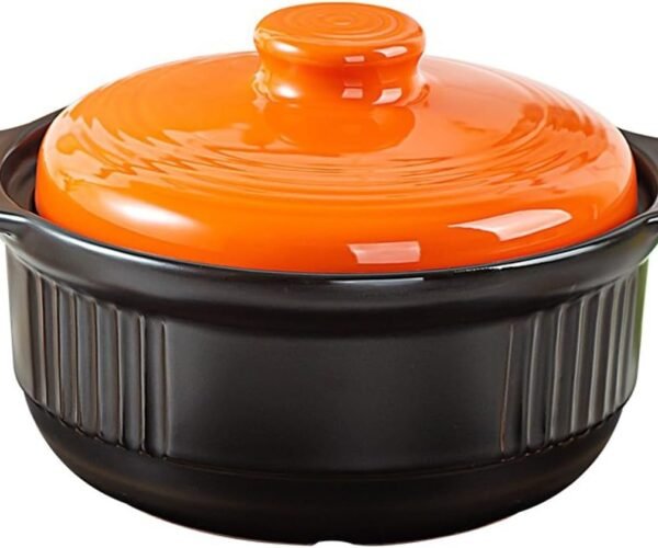 Ceramic Casserole Dish with Lid, Casserole Dishes for Oven, Ceramic Cooking Pot Heat-resistant Clay Cooking Pot Chinese Casserole Stovetop with Lid for Cooking Rice Meat Soup-1100ML