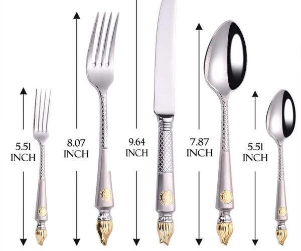 60-piece stainless steel silverware set, gold flatware cutlery se for 12, spoon fork knife set, utensils cutlery set for home kitchen, mirror polishing, dishwasher safe