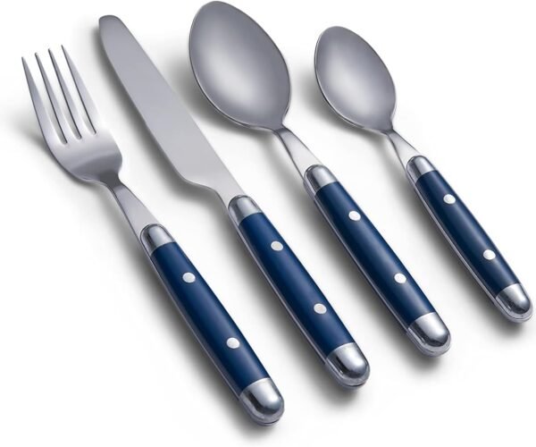 Blue,  Flatware, Service for 4, 16 Piece Set, Dorm Room Essentials, First Apartment