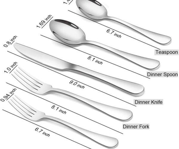 Silverware Set,  Flatware Set Service for 4 Stainless Steel Cutlery Set 20 Piece Include Upgraded Knife Spoon Fork Mirror Polished, Dishwasher Safe