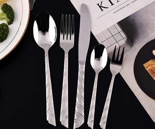 90-piece modern design flatware set for 15 stainless steel cutlery set fork spoon knife set eatting utensil tableware set for kitchen dishwasher safe