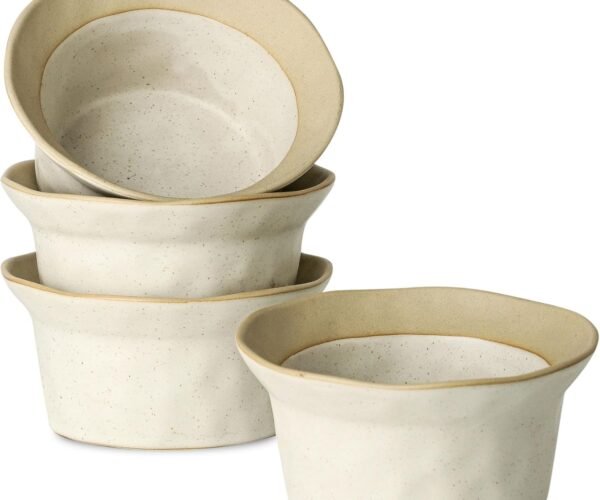 Ceramic Cereal Bowls Set of 4, 18 oz Porcelain Rice Bowls Set for Breakfast, Handmade Stoneware Bowls Set for Cereal Soup, Stylish Kitchen Bowls for Meal, Dessert Oatmeal Snack Fruit Bowls