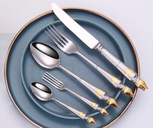 60-piece stainless steel silverware set, gold flatware cutlery se for 12, spoon fork knife set, utensils cutlery set for home kitchen, mirror polishing, dishwasher safe