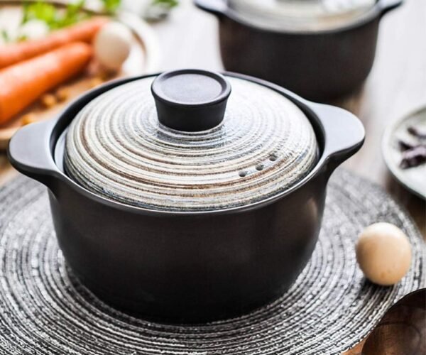 Ceramic Casserole with lid Hand-Painted Slow stew Heat-Resistant Round Casserole Soup Pot with Soup Pot hot Pot Clay Pot cookware A 4l