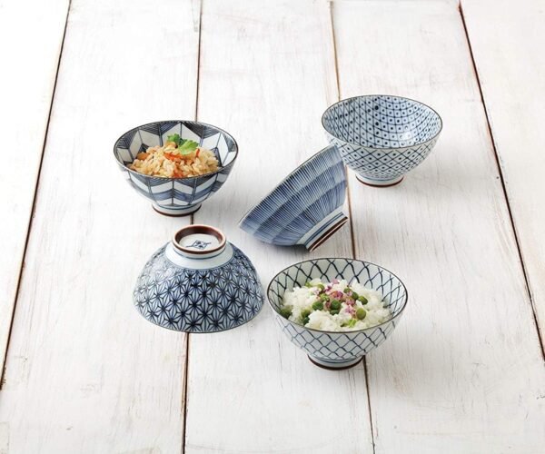 Traiditional Japanese Rice Bowls (5 bowls set) 19541 (One Pack)L8