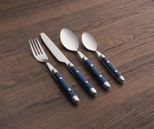 Blue,  Flatware, Service for 4, 16 Piece Set, Dorm Room Essentials, First Apartment